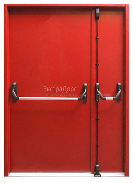 Противопожарная дверь EI 60 дымогазонепроницаемая красная с антипаникой в Зеленограде  купить