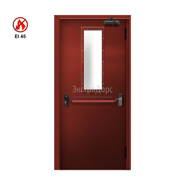 Противопожарная дверь EI 45 ДМП-01-EI45 ДП148 однопольная остекленная с антипаникой в Зеленограде  купить
