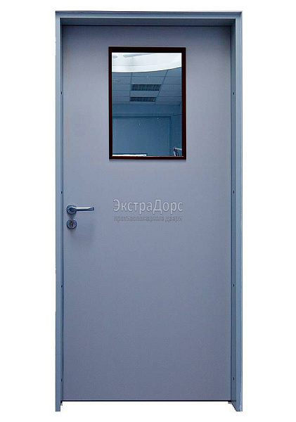 Дверь противопожарная металлическая однопольная EI 30 газодымонепроницаемая со стеклом в Зеленограде  купить