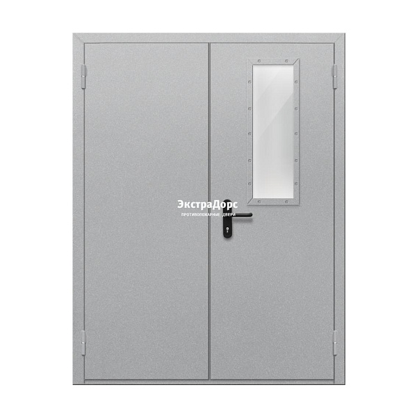 Двупольная огнестойкая дверь EI 60 ДО-02-EI-60 двупольная остеклённая с прямоугольным стеклом в Зеленограде  купить