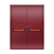 Дверь противопожарная со скрытыми петлями 2-го типа двупольная с антипаникой цвет RAL 3032