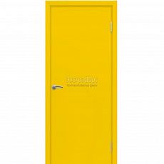 Противопожарная дверь желтая с выпадающим порогом